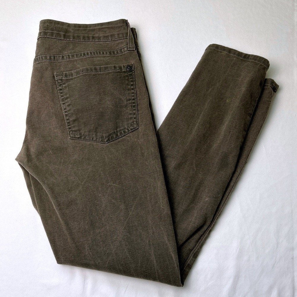 Vince Womens Low Rise Slim Jeans Brown Olive Size 27/4 Y2K Stretch Denim Casual